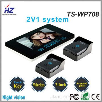 Hot selling Touch key 2,4GHz door 7inch the night vision outdoor unit for video door phone